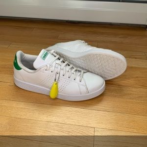 Adidas shoes, adidas advantage, white with green color